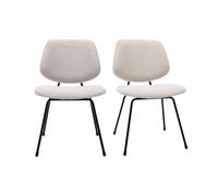 Chaises design en tissu effet velours texturé beige et métal noir (lot de 2) BARNET