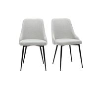 Chaises design en tissu effet velours texturé gris clair et métal noir (lot de 2) CULT