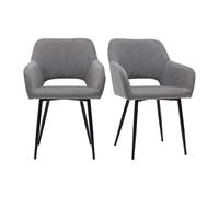 Chaises en tissu effet velours texturé gris et métal noir (lot de 2) laurette