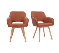 Chaises en tissu effet velours texturé terre brûlée et bois clair (lot de 2) LAURETTE