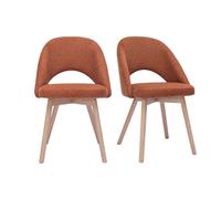 Chaises scandinaves en tissu effet velours texturé terre brûlée et bois clair (lot de 2) COSETTE