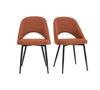 Chaises vintage en tissu effet velours texturé terre brûlée et métal noir (lot de 2) COSETTE