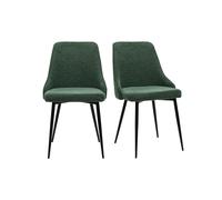 Chaises design en tissu effet velours texturé vert foncé et métal noir (lot de 2) CULT