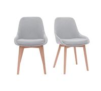 Chaises en tissu gris clair et bois clair massif (lot de 2) holo