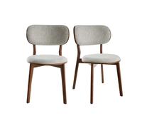 Chaises en tissu gris clair et bois foncé noyer (lot de 2) fauvette