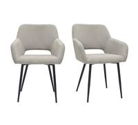 Chaises en tissu velours côtelé taupe et métal noir (lot de 2) LAURETTE
