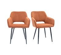 Chaises en tissu velours côtelé terre brûlée et métal noir (lot de 2) LAURETTE