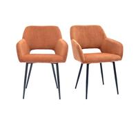 Chaises en tissu velours côtelé terre brûlée et métal noir (lot de 2) LAURETTE