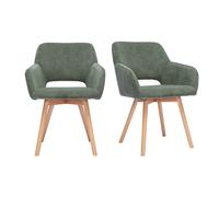 Chaises en tissu velours côtelé vert kaki et bois clair (lot de 2) LAURETTE