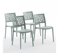 Chaises Flora en résine avec fibre de verre (4, Vert Sauve)