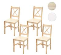Mendler 4X Chaise de Salle à Manger HWC-F77 Bois Massif Bois de pin Finition lasure