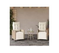 vidaXL Fauteuil de jardin avec repose-pieds 2 pcs. Réglable Beige Poly Rattan