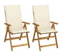 vidaXL Chaises longues de jardin 2 pcs. avec coussins acacia massif