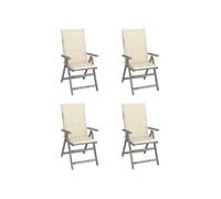 vidaXL Chaise à haut dossier Réglable 4 pièces avec coussins Bois massif Acacia