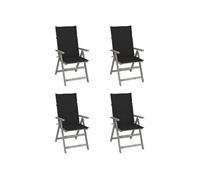 vidaXL Chaise à haut dossier Réglable 4 pièces avec coussins Bois massif Acacia