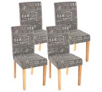 Mendler – Lot de 4 chaises de séjour Littau – Tissu gris Words Fabric – Pieds clairs