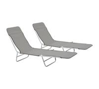 Chaises Longues 182 Cm Pliables 2 Pièces Acier Et Tissu Gris Helloshop26 02_0011934 Multicolore