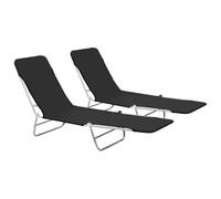 Chaises Longues 182 Cm Pliables 2 Pièces Acier Et Tissu Noir Helloshop26 02_0011936 Multicolore
