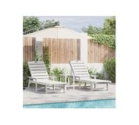 Chaises longues 2 pcs blanches 162x53x98.5 cm HDPE