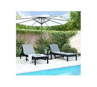 vidaXL Bains de soleil 2 pcs. noir 199,5x60x74 cm pin massif