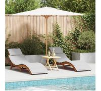 vidaXL Chaise longue avec coussins 2 pièces Gris clair Bois massif Acacia