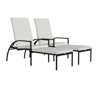 Chaises longues avec repose-pied 2 pcs Résine tressée Marron