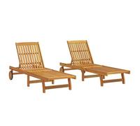 Chaises longues en bois d'acacia - vidaXL - Lot de 2 - 199x59/63x30/62/76/85 cm - Marron - Dossier réglable 4 positions