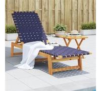 Chaises longues et table bleu foncé bois d acacia solide tissu G
