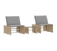 Chaises longues/Lit-canapé d'extérieur - CLARENCE® - Bain de Soleil - 2 pièces avec table en résine tressée beige 12533