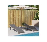 vidaXL Bains de soleil 2 pièces Poly Rattan avec coussins Beige