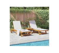 vidaXL Bains de soleil 2 pièces avec table en bois massif d'acacia