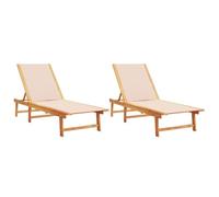vidaXL Bains de soleil 2 pcs. Crème Acacia massif et Textilène