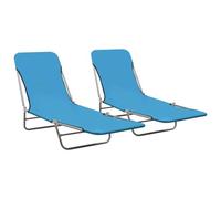 Chaises Longues Pliables 2 Pièces Acier Et Tissu Bleu Helloshop26 02_0011932 Multicolore