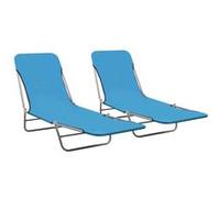 Chaises longues pliables lot de 2 Acier et tissu Bleu Bleu G
