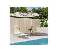 vidaXL Bain de soleil pliable 2 pcs. Crème Textilène et acier