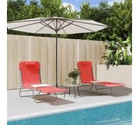 vidaXL Bain de soleil pliable 2 pcs. Rouge Textilène et acier