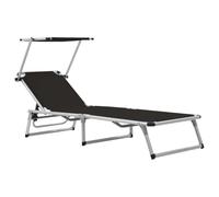 Chaises longues pliantes avec visière 2 Pack Aluminium et Textilene | Visières et dossiers réglables, cadre en aluminium léger, tissu textilène robuste, max 110 kg par siège