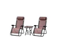 SereneLife Set de 2 Chaises Pliantes - Chaise Longue Réglable pour Extérieur avec Table Latérale, Porte-Gobelets, Oreillers Amovibles - Patio, Jardin, Plage - Brun