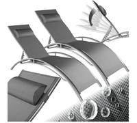 Chaises longues - TECTAKE - Lot de 2 transats de jardin en aluminium ALINA dossier réglable en 5 positions 180 x 59 x 50 cm - Gris