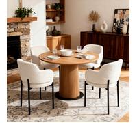 Chaises - Lot de 4 Chaises de Salle à Manger - Assise Rembourrée - Pieds Métal - Scandinave - Blanc