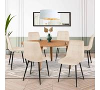 IDMarket Lot de 6 chaises MILA en velours beige pour salle à manger