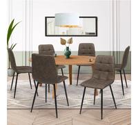 IDMarket - Lot de 6 chaises Mila en PU marron vintage - Salle à manger