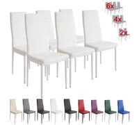 Chaises Milano blanc - ALBATROS - Lot de 6 - Métal - Simili - Contemporain - Design