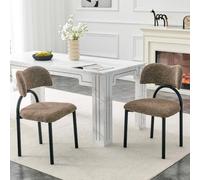 Chaises Modernes Rembourrées Avec Structure En Métal Noir, Set De 2 | Structure Métallique Noir, Dossier Rembourré Pour Confort, Rangement Compact, Protection Des Sols