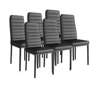 Chaises noires design rembourrées en simili cuir bandeau blanc - KOSMI - Lot de 6