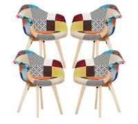 Chaises Patchwork avec accoudoirs - Lot de 4