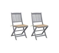 vidaXL Chaises de jardin pliantes 2 pcs. avec coussins en bois massif d'acacia