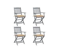 vidaXL Chaises de jardin pliantes 4 pièces avec coussins en bois massif d'acacia