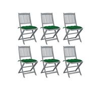 vidaXL Chaises de jardin pliantes 6 pièces avec coussins en bois massif d'acacia