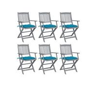 vidaXL Chaises de jardin pliantes 6 pièces avec coussins en bois massif d'acacia